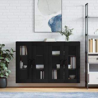vidaXL Vidaxl - Armarios De Pared 2 Uds Madera De Ingenier&iacute;a Negro
