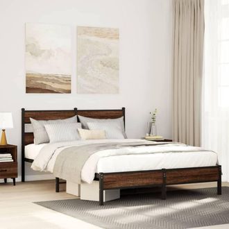 Berkfield Home Bed Frame without Mattress Brown Oak 160x200 cm Engineered Wood