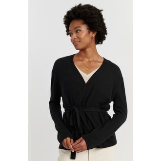 Chinti and Parker Lightweight Wool-Cashmere Wrap Cardigan in Black at Nordstrom, Size X-Large