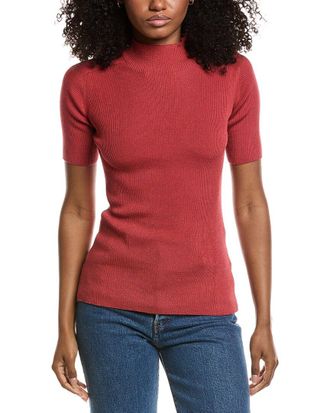 Lafayette 148 New York Ribbed Stand Collar Sweater