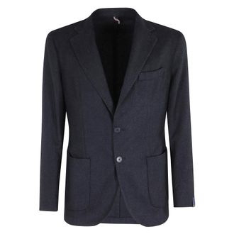 Santaniello Blazers, male, Blue, 3XL, Black Wool Jacket Lapel Collar