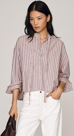 Maeve 100% Cotton Tie-Neck Buttondown Shirt