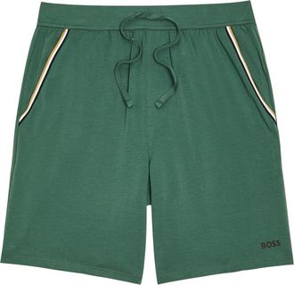 BOSS Boss Unique Logo Stretch-cotton Shorts - Green - XL
