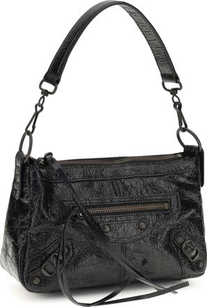 Balenciaga Womens Mini Handbag Le City Moto Black Lambskin Shoulder Bags