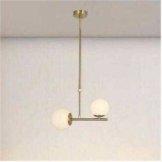 Trade Shop Trade Shop - Copy Of Lampadario A Sospensione Argento Con 2 Sfere In Vetro Bianco Attacco G9 E27 33498