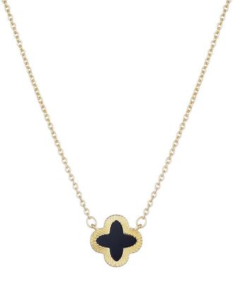 Adornia Adornia 14K Plated Fluted Edge Black Clover Necklace