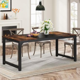 Tribesigns Tribesigns Mesa De Comedor Industrial Para 6-8 Personas, 180 X 90 X 77 Cm, Mesa De Comedor Rectangular Para Comedor, Sal&oacute;n, Con Patas De Metal Durader
