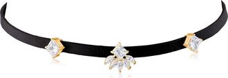 Kenneth Jay Lane Cubic Zirconia Station Choker Necklace in Clear/Gold at Nordstrom Rack, Size 12