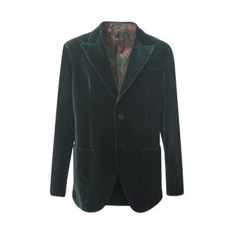Etro Giacca monopetto in velluto di cotone elasticizzato - - Suits - Uomo - Verde - L