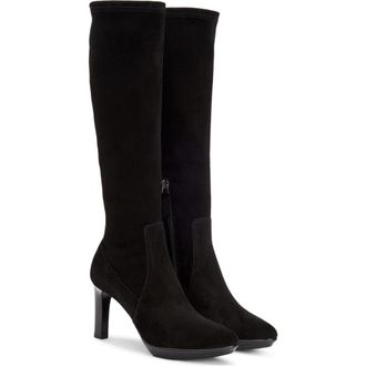 Aquatalia Rhumba Weatherproof Knee High Boot in Black Suede at Nordstrom, Size 10.5