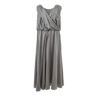 Lardini Grijze Elegante Zijden Jurk - Dames - Casual kleedjes - Grijs - S - Kleedjes