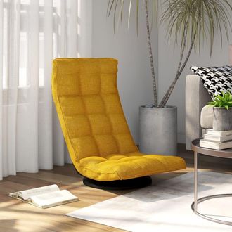 vidaXL Silla De Suelo Giratoria De Tela Amarillo Mostaza Vidaxl