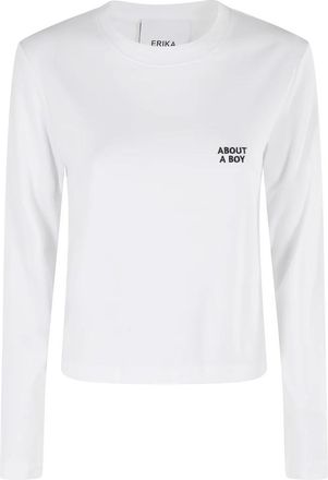 Erika Cavallini Semi Couture Andrea Crew Neck Longsleeve T-shirt - Dames - Longsleeves - Wit - S - Tops