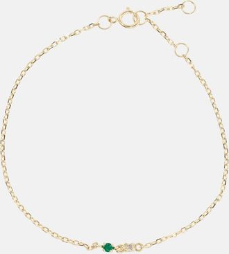 Stone and Strand Tiny Emerald Goddess 14kt gold bracelet with emerald and diamonds