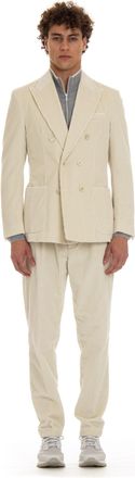 Eleventy Double-Breasted Velvet Jacket Costa Roccia