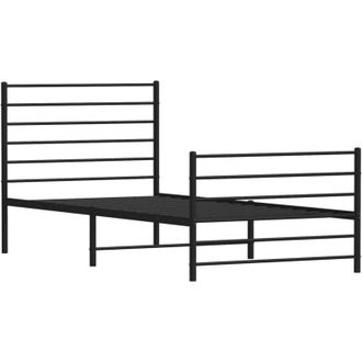 vidaXL Estructura Cama Sin Colch&oacute;n Con Estribo Metal Negro 90x200 Cm Vidaxl