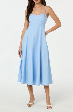 ASTR the Label Linen Blend Midi Dress in Sky Blue at Nordstrom Rack, Size Large