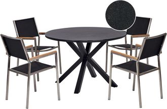 Beliani Garden Dining Set 4 Seater MALETTO/GROSSETO Metal Black