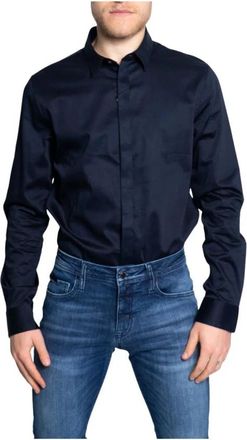 A|X Armani Exchange Overhemd met Lange Mouwen - Heren - Casual Overhemden - Blauw - S - Katoen - Overhemden