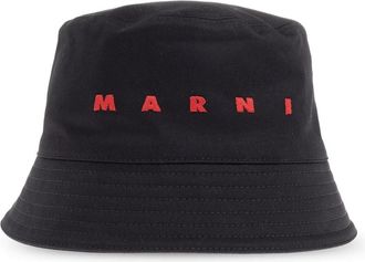Marni Logo Bucket Hat II - Heren - Hoeden - Zwart - S - Katoen - Accessoires