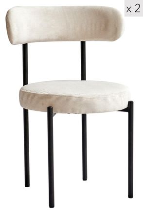 Nordlys Set 2 sillas con patas de acero en pana beige