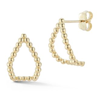 Ember Fine Jewelry 14K Gold Beaded Curve Studs