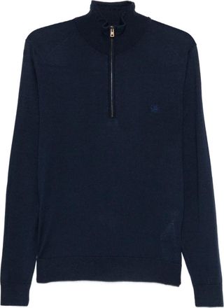 Etro Navy Blue Zip Up Sweater