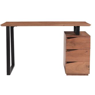 Miliboo Miliboo - Escritorio De Madera De Acacia Maciza Y Metal Negro 3 Cajones 130 Cm Horace