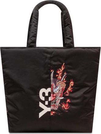 Yohji Yamamoto Graphic Tote Bag - Heren - Shoppers - Zwart - ONE Size - Polyester - Tassen