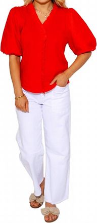 THML Clothing Victory Flutter Poplin Top In Red