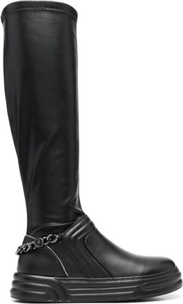 Liu Jo Black Cleo 19 Polyurethane Chain Accent Boots