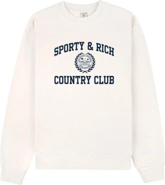 Sporty & Rich Varsity Crest Crewneck - Dames - Sweatshirts - Beige - M - Katoen - Hoodies & sweatvesten
