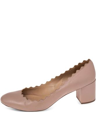 Chlo&eacute; 65mm scallop-trim leather pumps - Neutrals