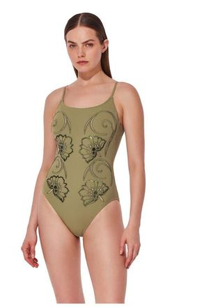 Gottex Hokkaido Underwire Scoop Neck One Piece in Light-Olive at Nordstrom, Size 12