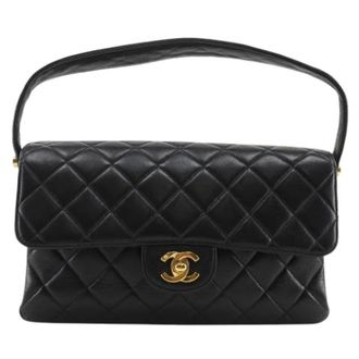 Chanel Pre-owned Double Face Lamslederen Handtas - Dames - Pre-owned - Zwart - Maat: ONE Size Leer