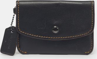 Coach Black Leather Edgestain Card Case Pouch