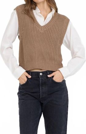 Vintage Havana Twofer Cropped Sweater Vest In Toffee