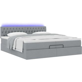 vidaXL Estructura De Cama Otomana Colchones Tela Gris Claro 200x200cm Vidaxl