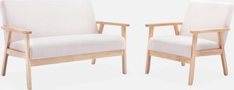 Sweeek Banco Y Sill&oacute;n Borreguito Y Madera De Caucho