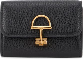Gucci Womens Wallet Horsebit Black Leather Calf Skin & Purses