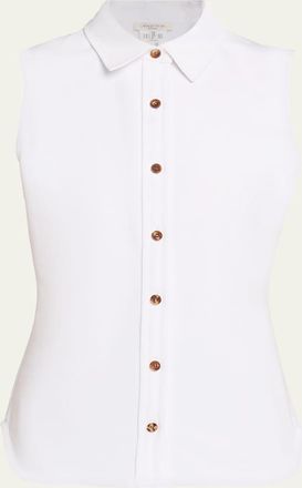 Lafayette 148 New York Sleeveless Cotton Pique Shirt