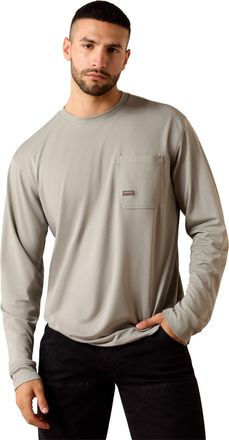 Ariat Mens Rebar Heat Fighter Staple T-Shirt Long Sleeve in Wild Dove, Size X-Large, by Ariat