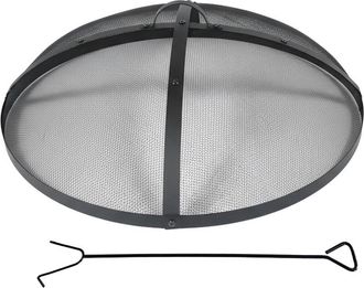 Relaxdays Relaxdays Protector Anti-chispas Para Brasero, &Oslash; 70 Cm, Incl. Atizador, Con Asa, Rejilla Redonda, Acero, Negro