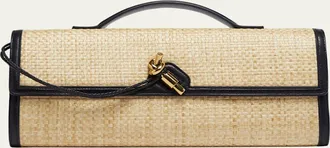 Bottega Veneta Andiamo Woven Raffia Clutch Bag