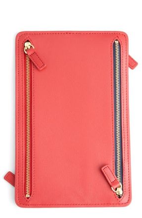 Royce Leather RFID Four Zip Leather Travel Organizer in Red at Nordstrom