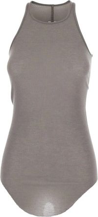 Rick Owens Tops, Dames, Grijs, S, U-hals Mouwloze Geribbelde Top