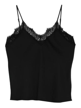 Nissa lace-trim top - women - Polyester - 38 - Black