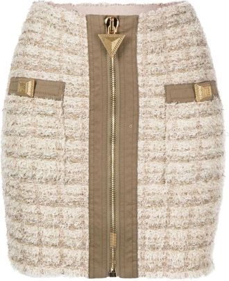 Balmain Beige Korte Rok voor Vrouwen - Dames - Korte rokken - Beige - L - Rokken