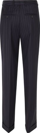 Semicouture Lola Pinstripe Cuffed Virgin Wool Straight-Leg Pants
