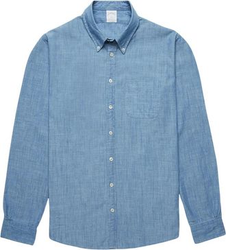 Brooks Brothers Milano Slim-fit Sport Shirt - Heren - Casual Overhemden - Blauw - S - Katoen - Overhemden